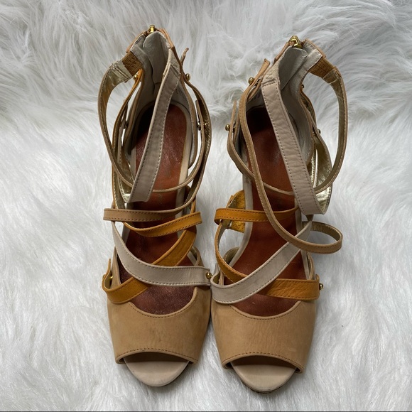 Matt Bernson Special Project Genuine Leather Strappy Stacked Heel Size 6.5 - Picture 4 of 13